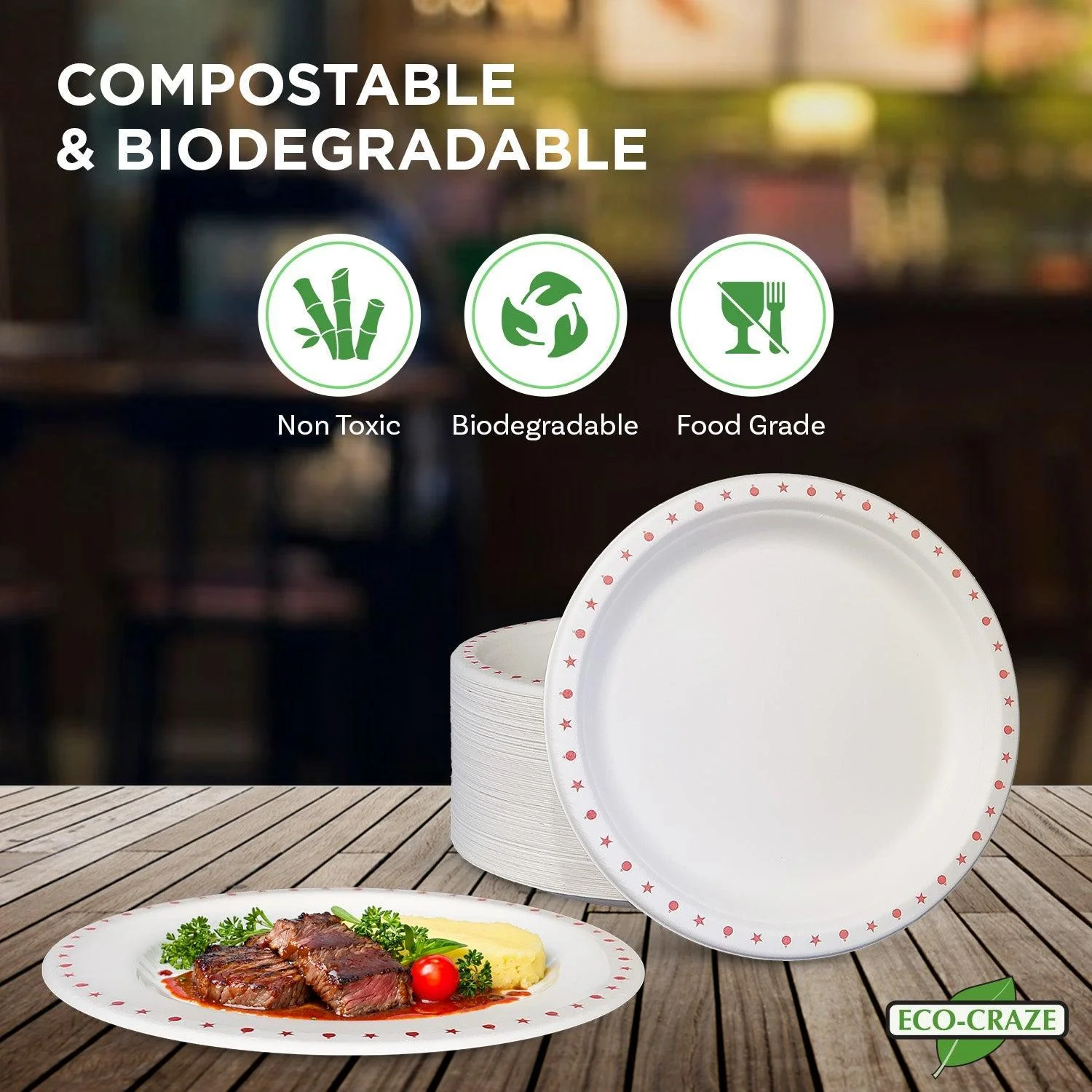 Eco-Craze - 10" Printed Round Plate - Bagasse - Image 5