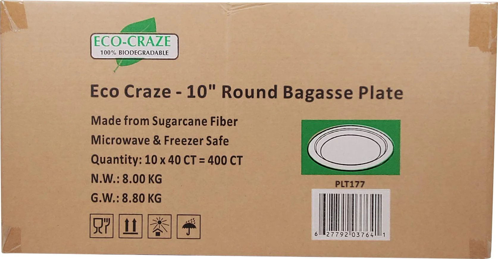 Eco-Craze - 10" Round Bagasse Plate - Retail Pack - Image 2