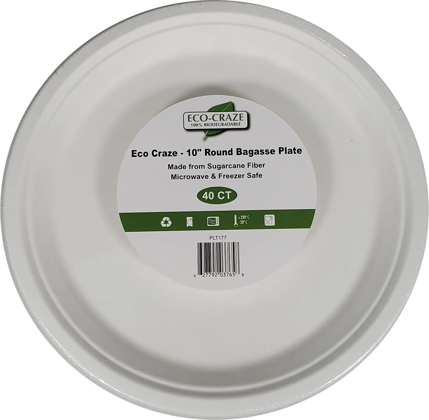 Eco-Craze - 10" Round Bagasse Plate - Retail Pack - Image 3