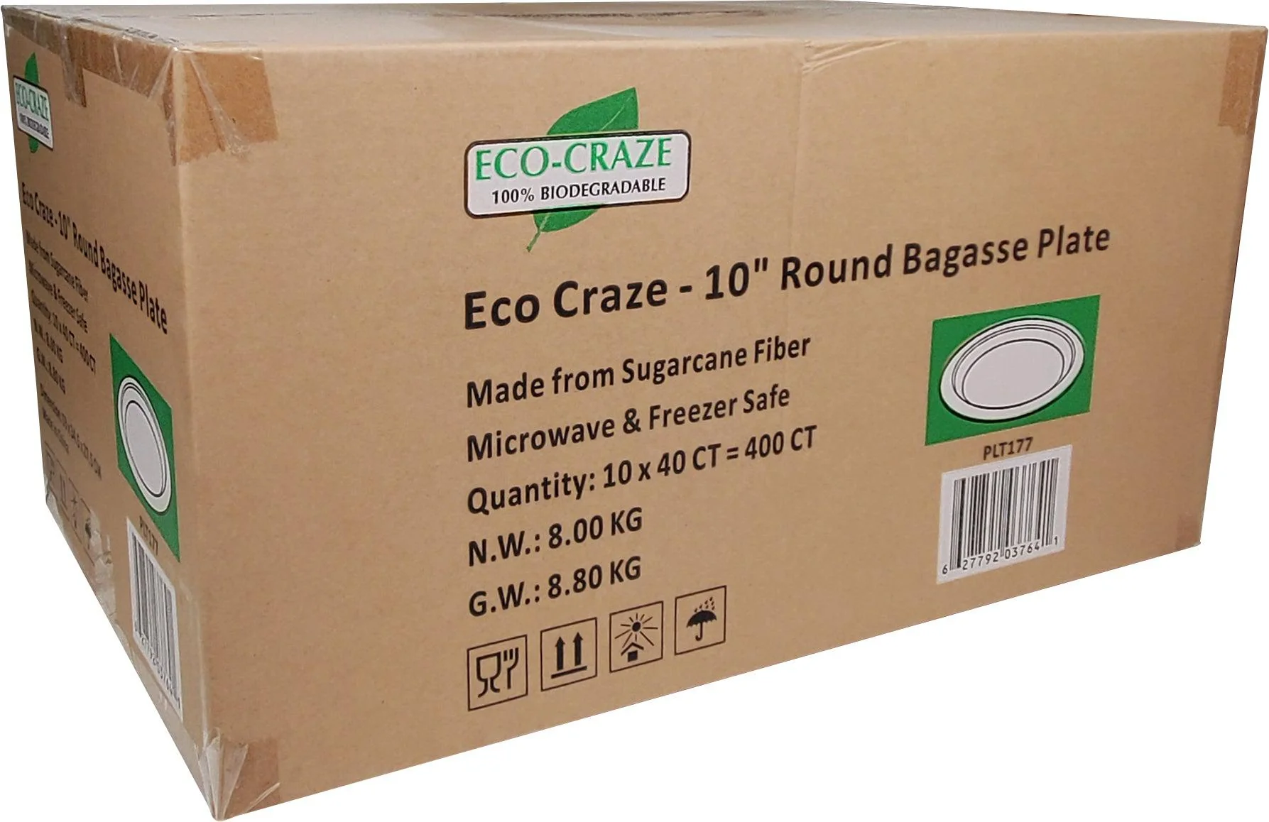 Eco-Craze - 10" Round Bagasse Plate - Retail Pack - Image 4