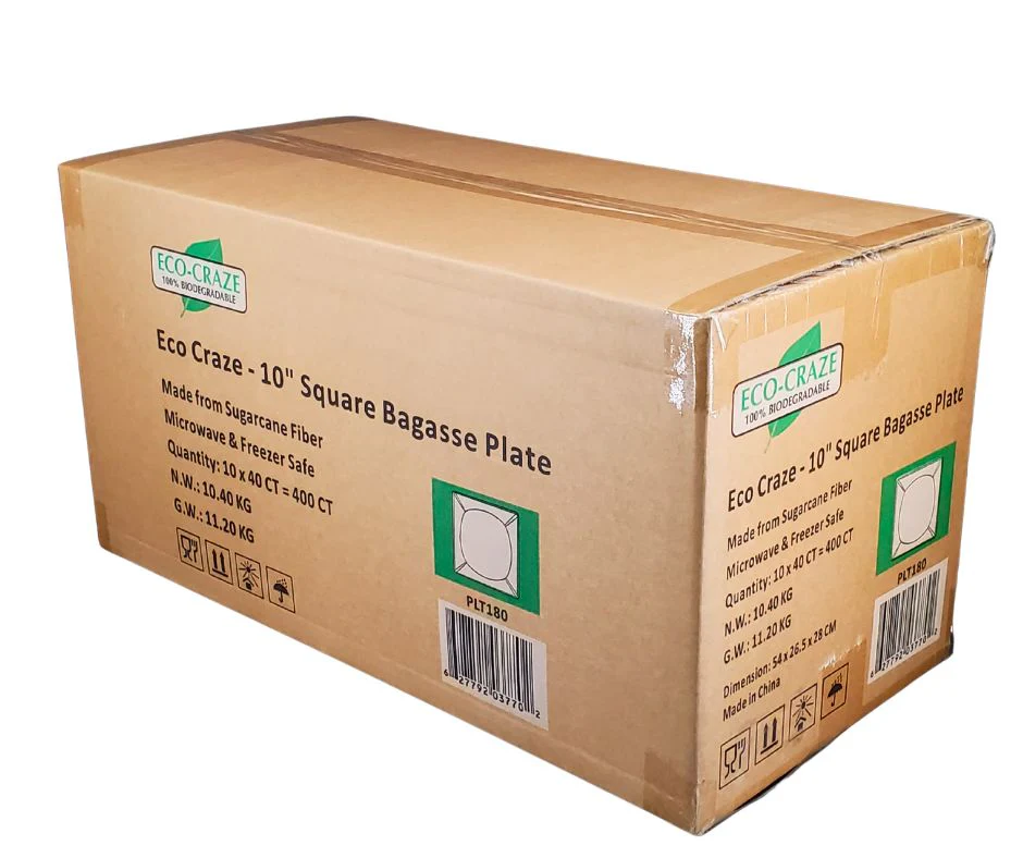 Eco-Craze - 10" Square Bagasse Plate - Retail Pack - Image 10