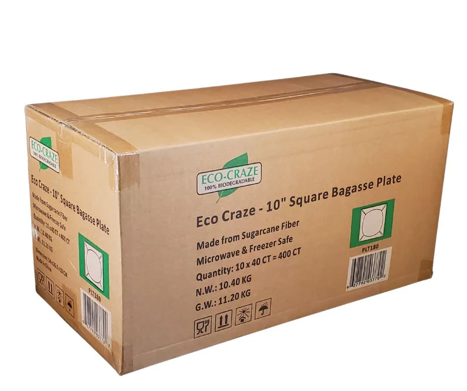 Eco-Craze - 10" Square Bagasse Plate - Retail Pack - Image 11