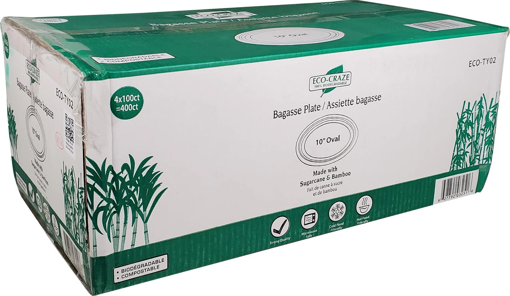 Eco-Craze - 10" Oval Bagasse Plate - Retail Pack - Image 2