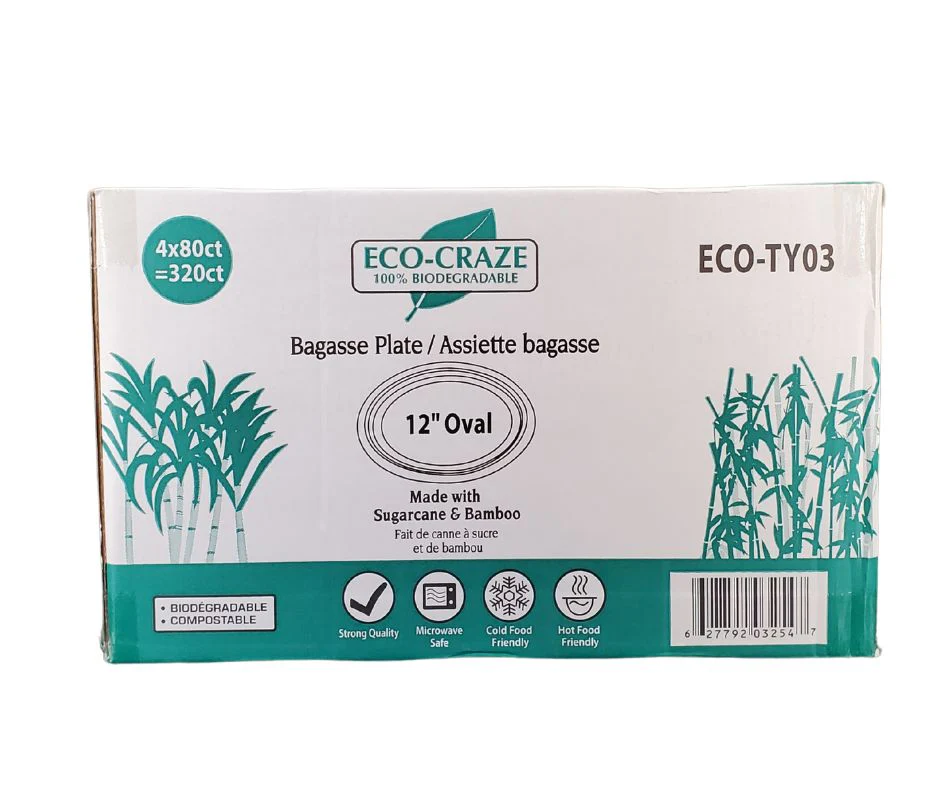 Eco-Craze - 12inch Oval Bagasse Plate - Retail Pack - Image 6