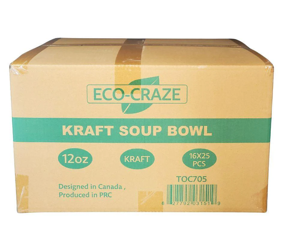 Eco-Craze - 12oz Paper Soup Bowl - Kraft - Image 4