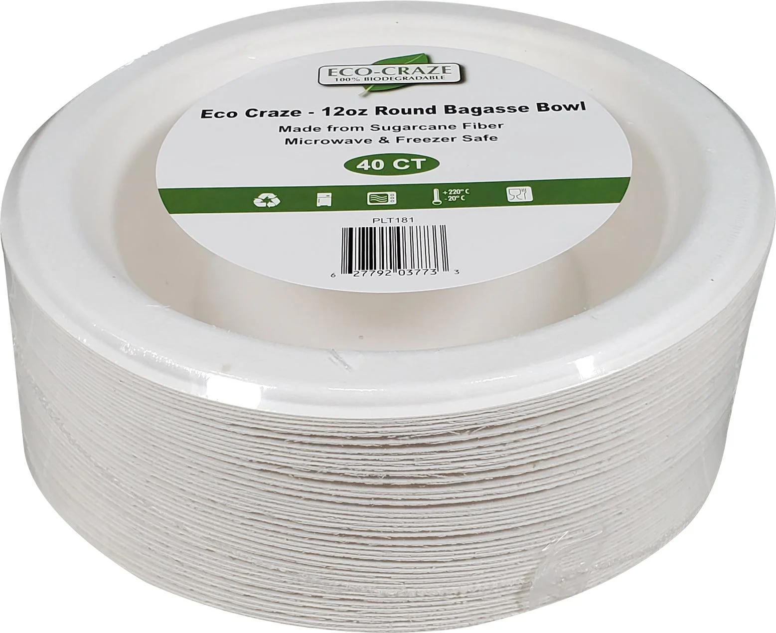 Eco-Craze - 12oz Round Bagasse Bowl - Retail Pack - Image 2