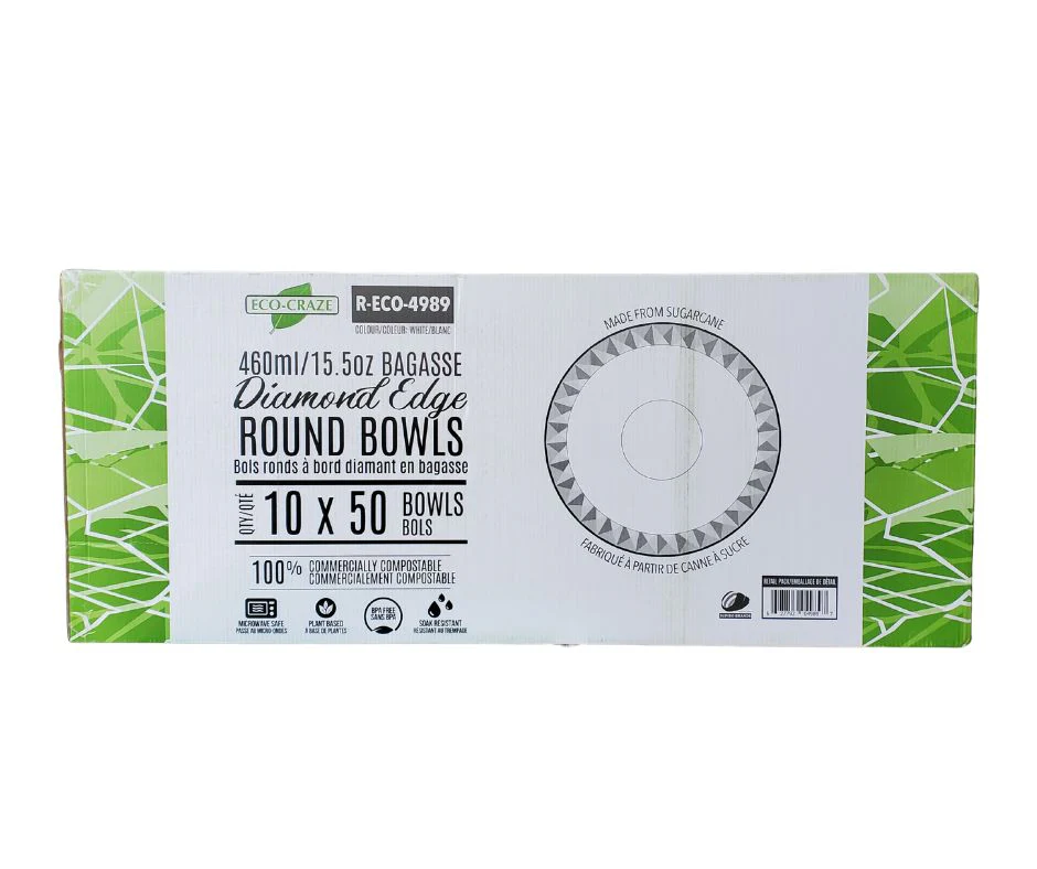 Eco-Craze - 460ml Diamond Bowl - Bagasse - Image 2