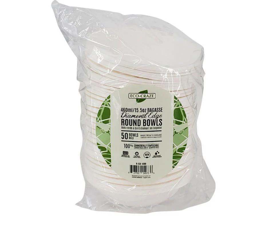 Eco-Craze - 460ml Diamond Bowl - Bagasse - Image 6