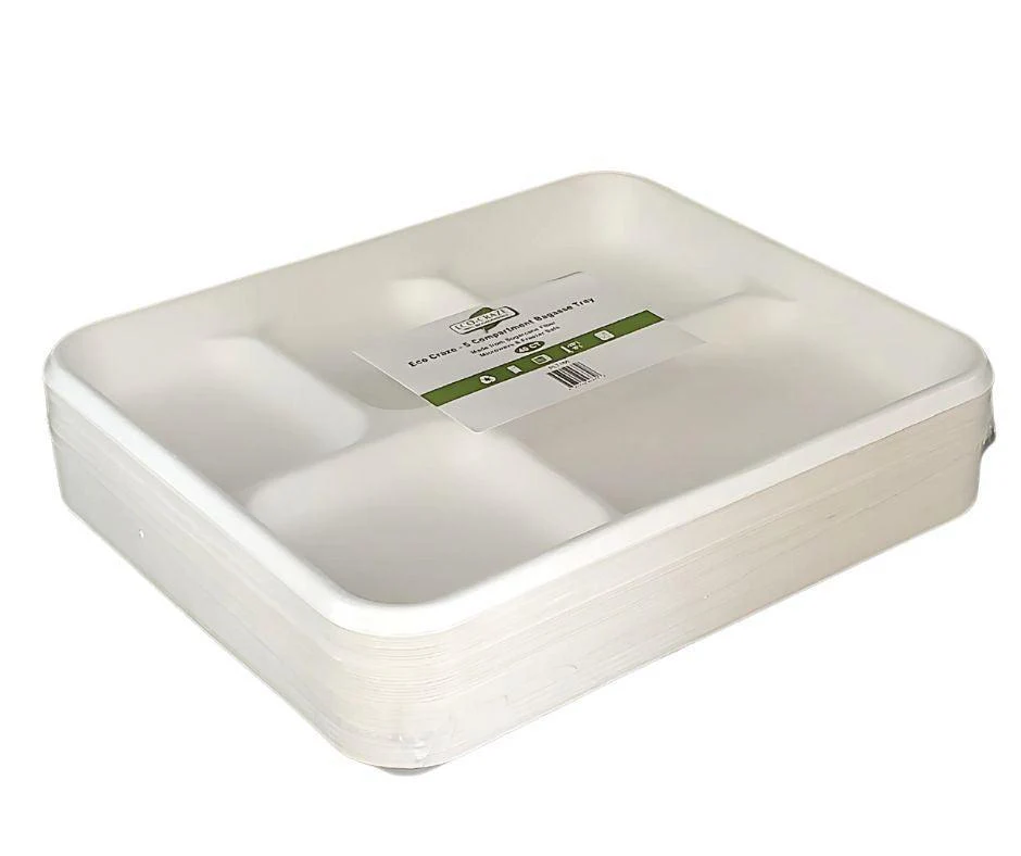 CLR - Eco-Craze - 5 Compartment Bagasse Tray (Thali) - Retail Pack - Image 3