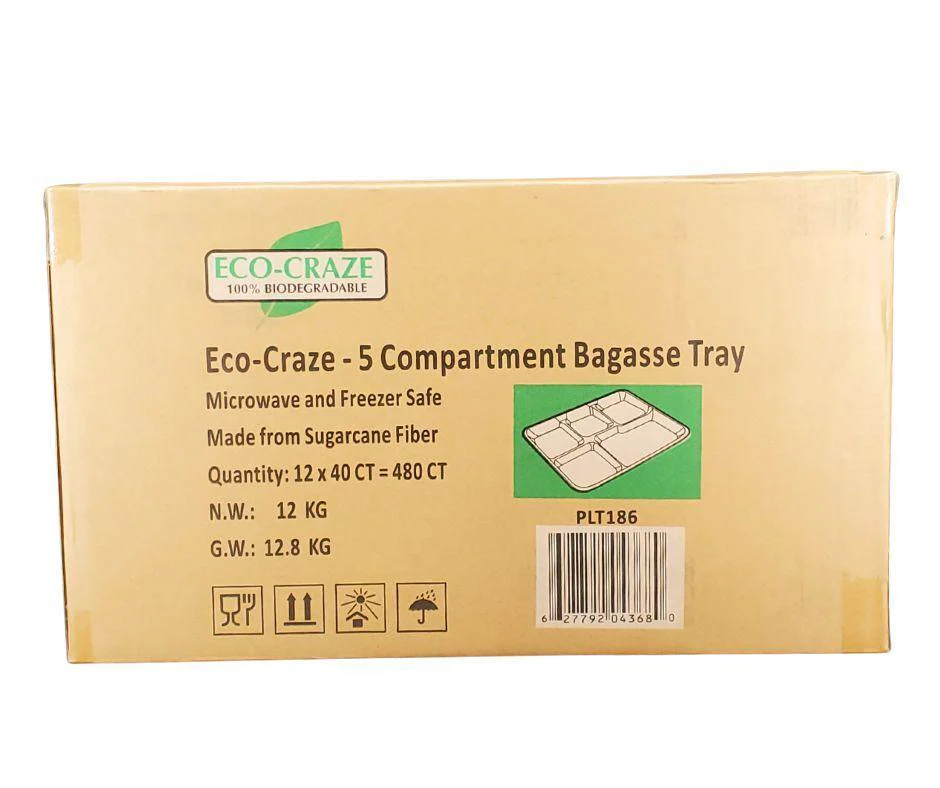 CLR - Eco-Craze - 5 Compartment Bagasse Tray (Thali) - Retail Pack - Image 7