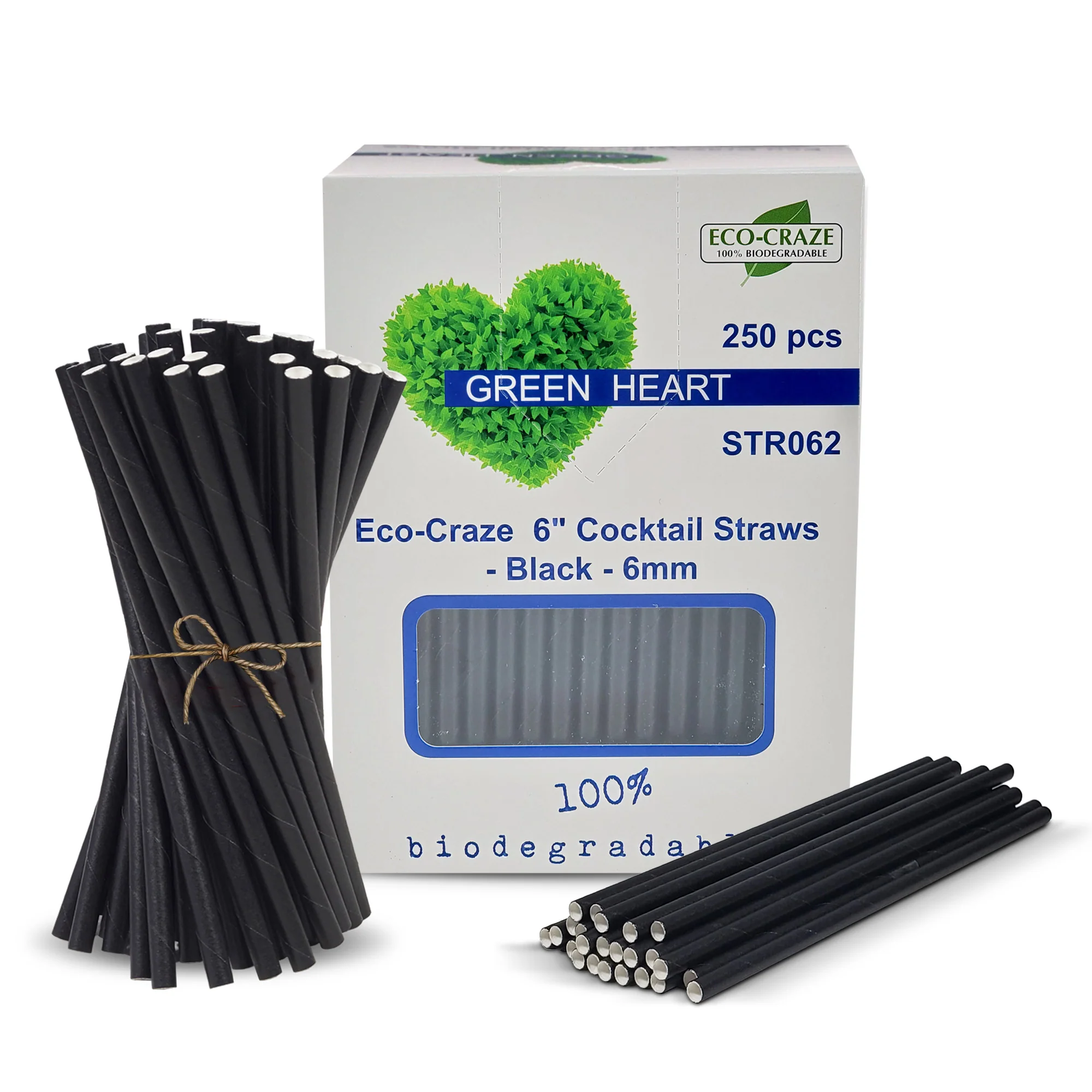 Eco-Craze - 6" Cocktail Straws - Paper - Black - 6mm - Image 7