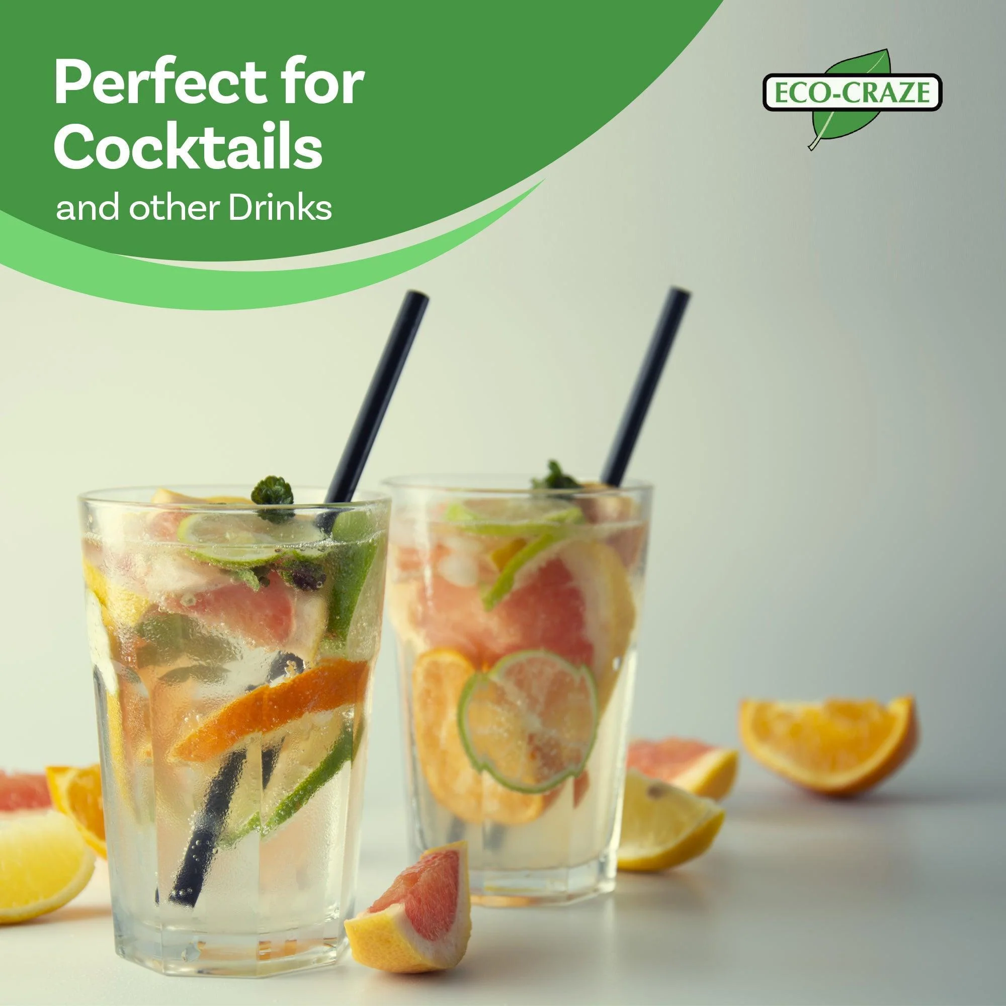 Eco-Craze - 6" Cocktail Straws - Paper - Black - 6mm - Image 8