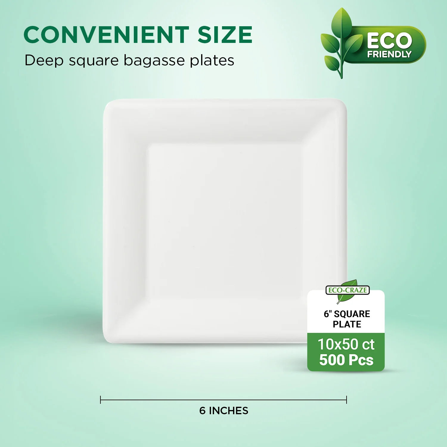 Eco-Craze - 6" Deep Square Plate - Bagasse - Image 3