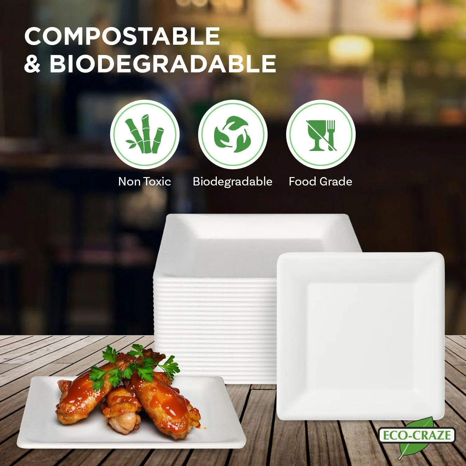 Eco-Craze - 6" Deep Square Plate - Bagasse - Image 5
