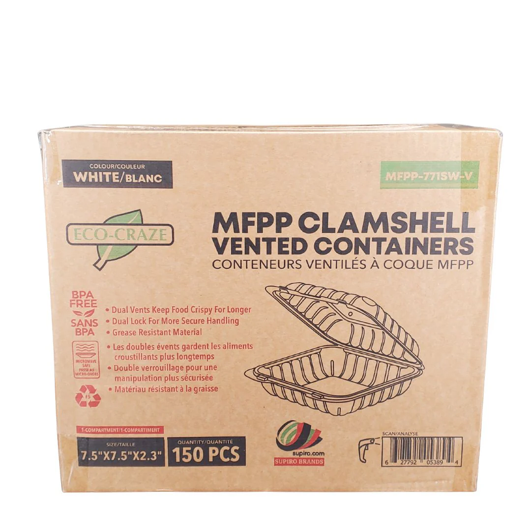 Eco-Craze - 7.5"x7.5"x2.3" 1 Compartment - White - MFPP-771SW-V - Image 4