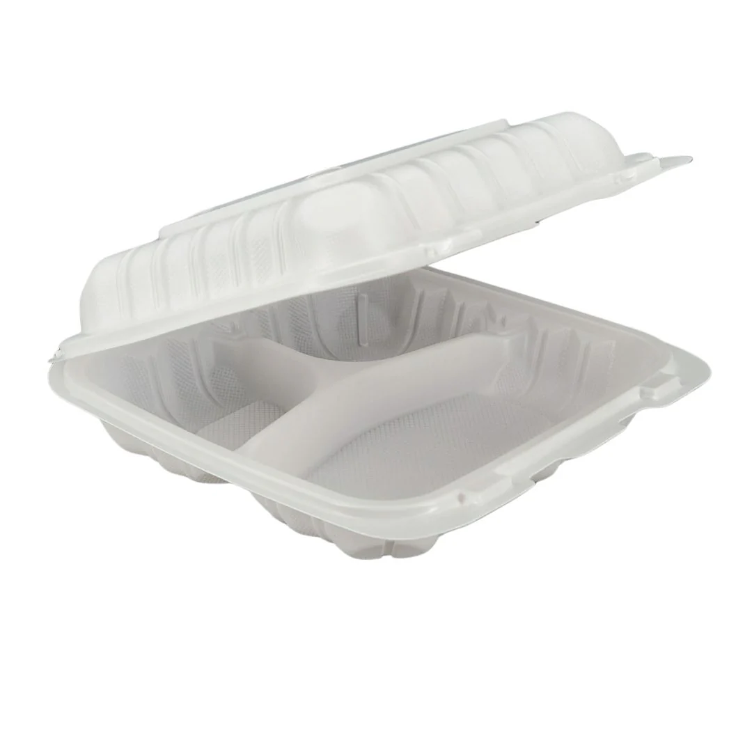 Eco-Craze - 7.5"x7.5"x2.3" 3 Compartment - White - MFPP-773SW-V - Image 2