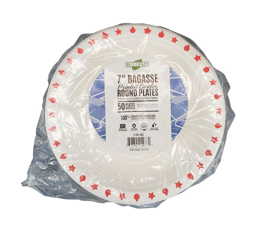 Eco-Craze - 7" Printed Round Plate - Bagasse - Image 3