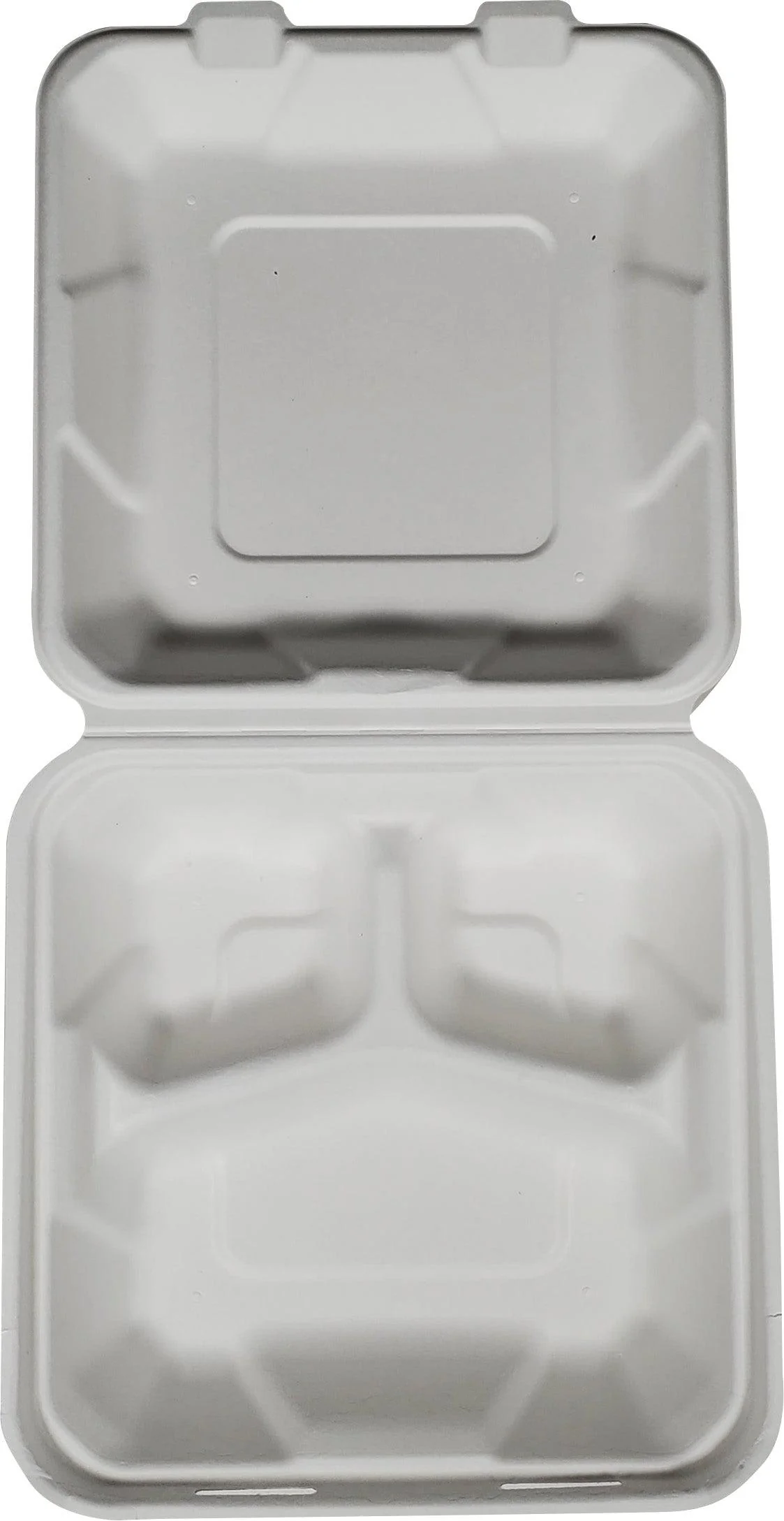 Eco-Craze - 8X8X3 - 3 Compartment Bagasse Clamshell - Image 3