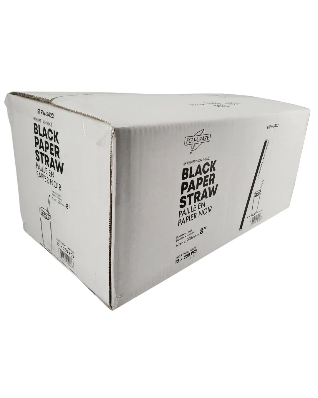 Eco-Craze - 8" Black Paper Straw - 6 mm - Image 10