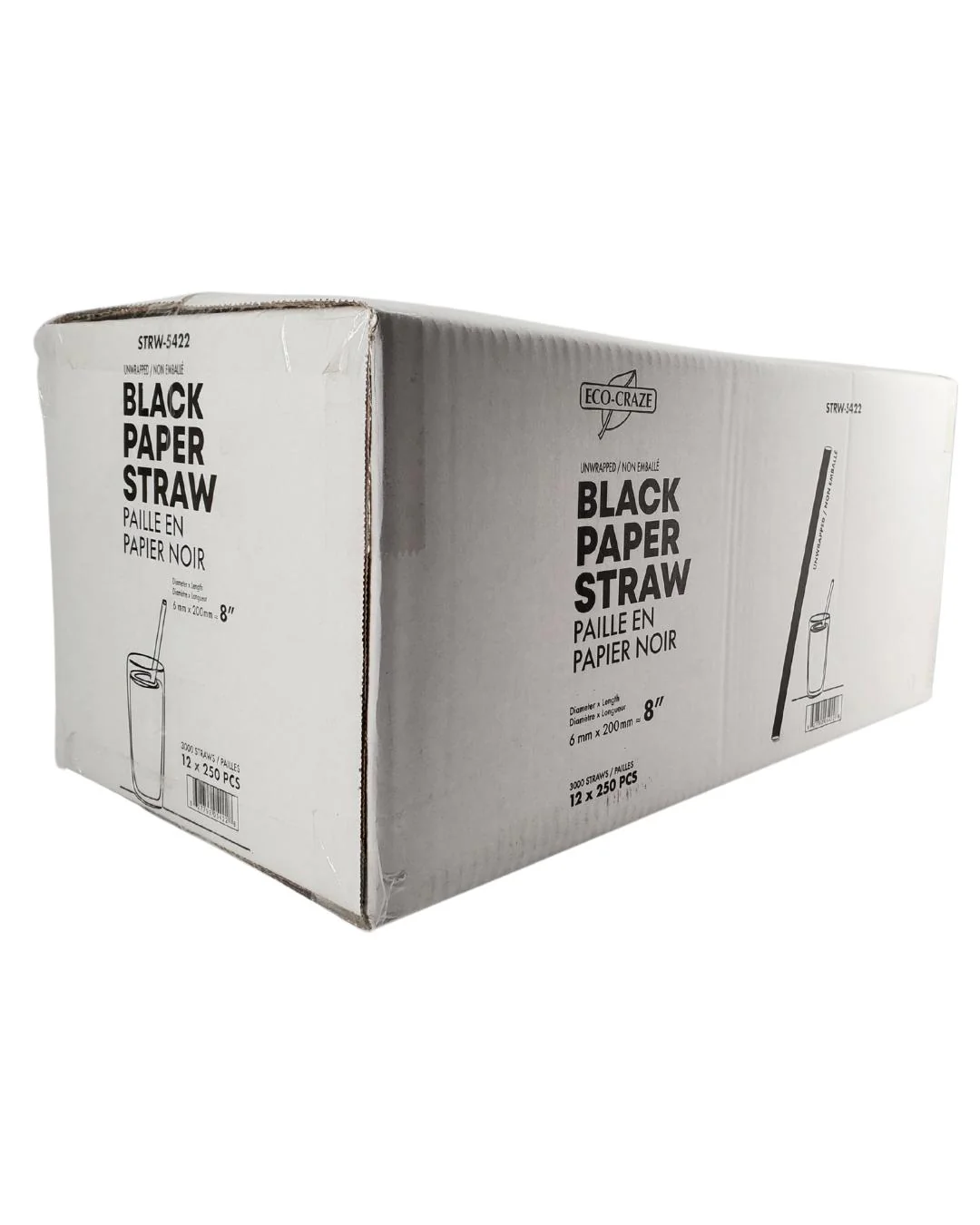 Eco-Craze - 8" Black Paper Straw - 6 mm - Image 11