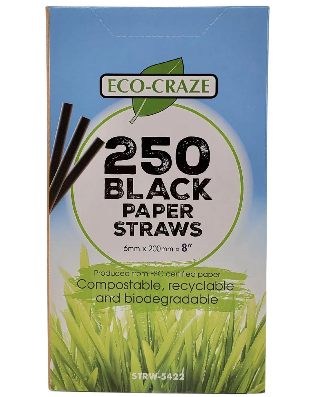 Eco-Craze - 8" Black Paper Straw - 6 mm - Image 2
