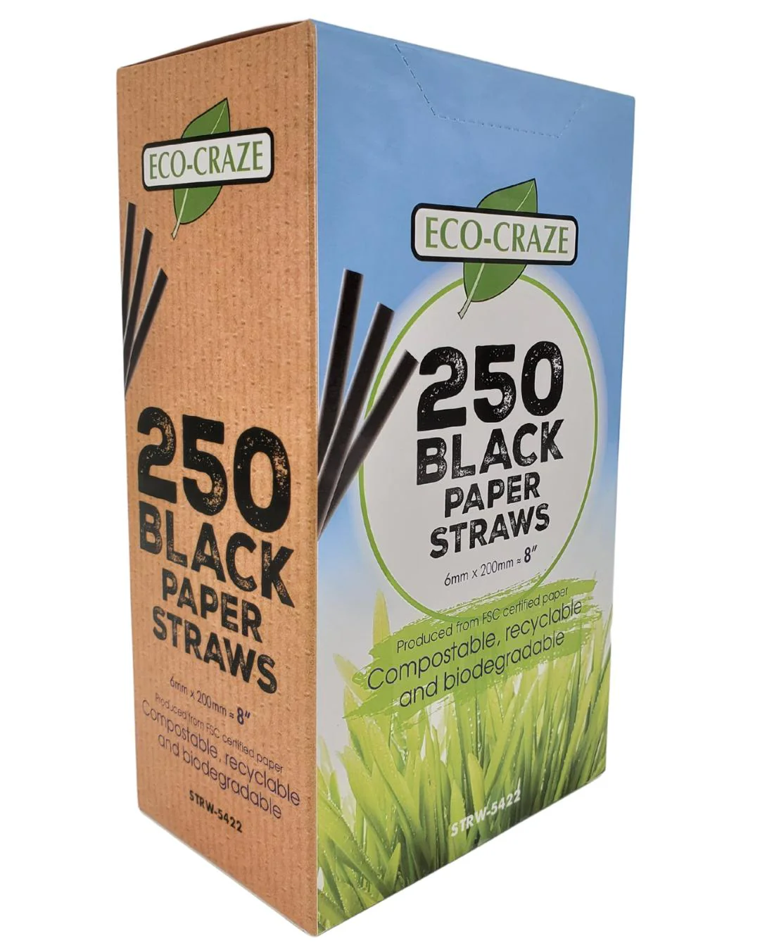 Eco-Craze - 8" Black Paper Straw - 6 mm - Image 3
