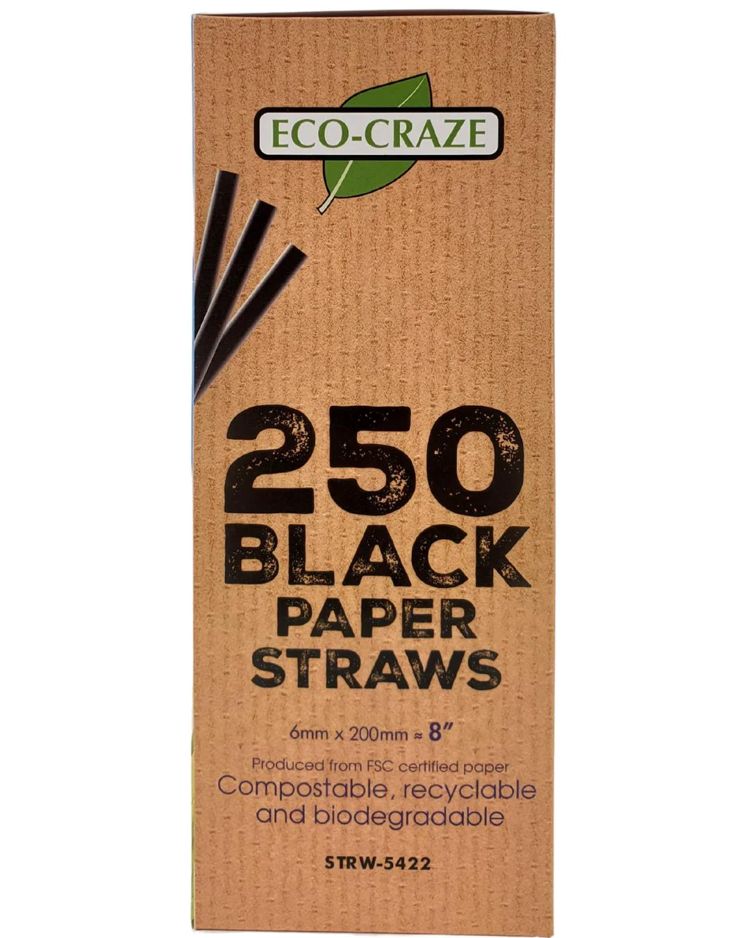 Eco-Craze - 8" Black Paper Straw - 6 mm - Image 5