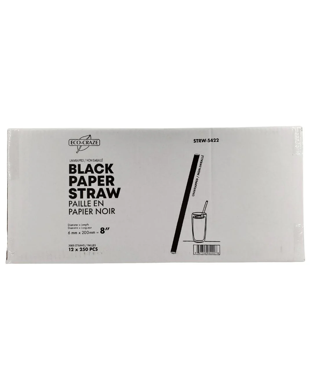 Eco-Craze - 8" Black Paper Straw - 6 mm - Image 8