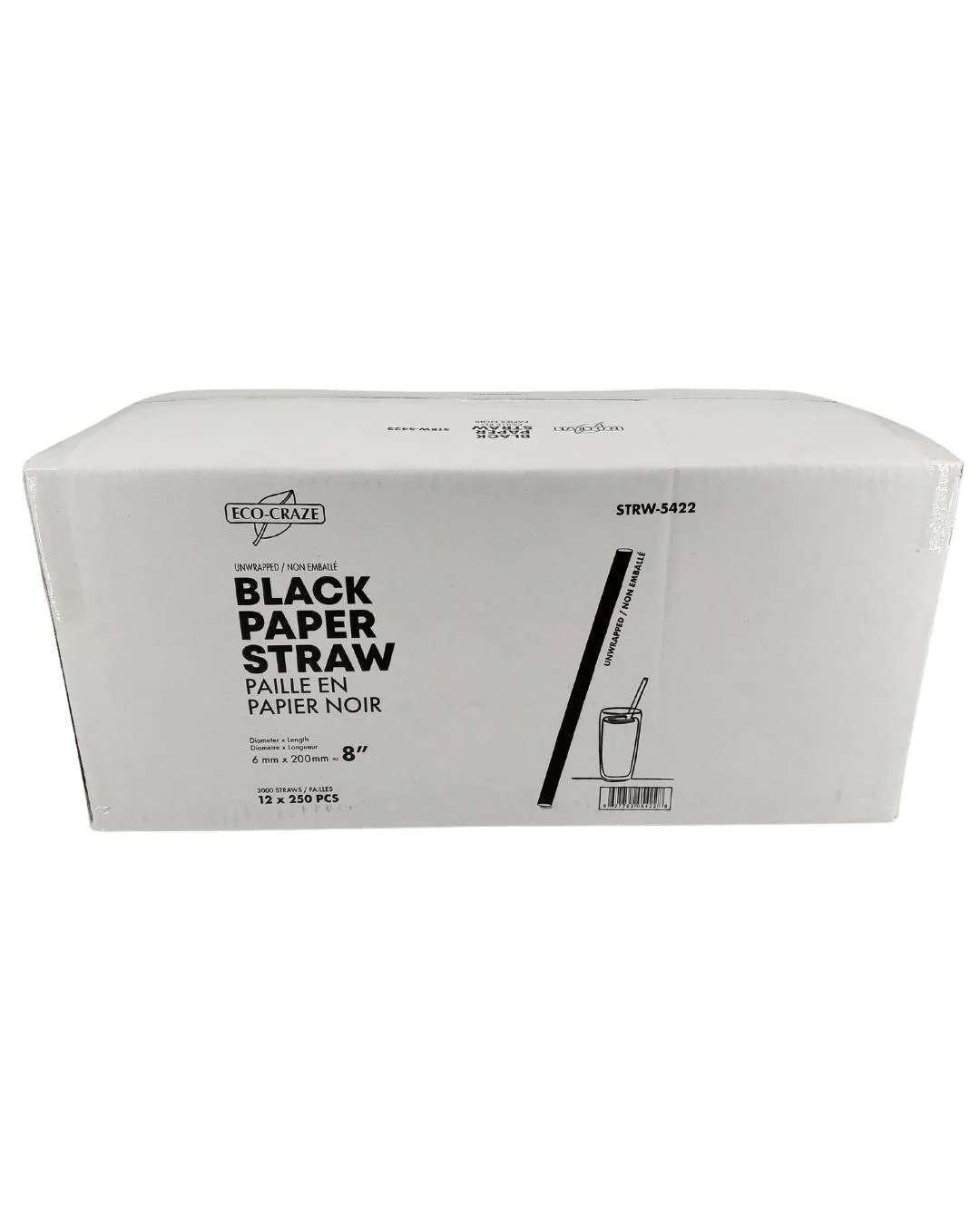 Eco-Craze - 8" Black Paper Straw - 6 mm - Image 9