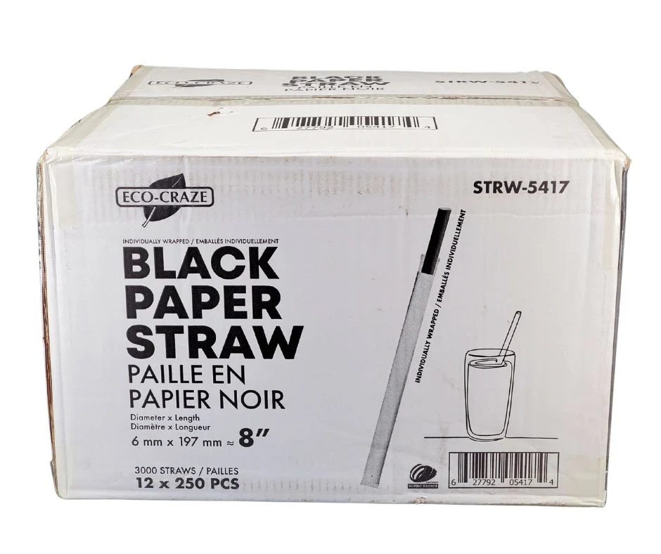 Eco-Craze - 8" Ind. Wrapped Milkshake Straws - Paper - Black - 6mm - Image 12