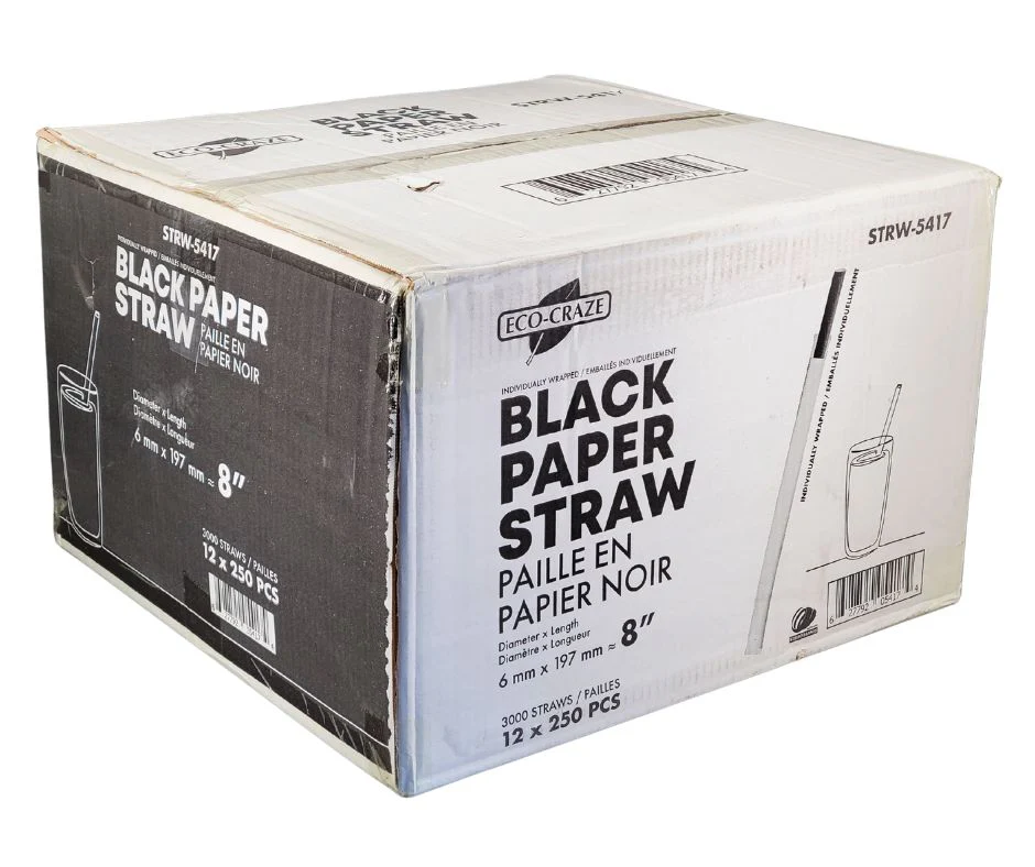 Eco-Craze - 8" Ind. Wrapped Milkshake Straws - Paper - Black - 6mm - Image 13