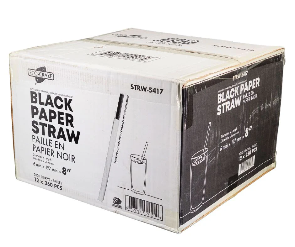 Eco-Craze - 8" Ind. Wrapped Milkshake Straws - Paper - Black - 6mm - Image 14