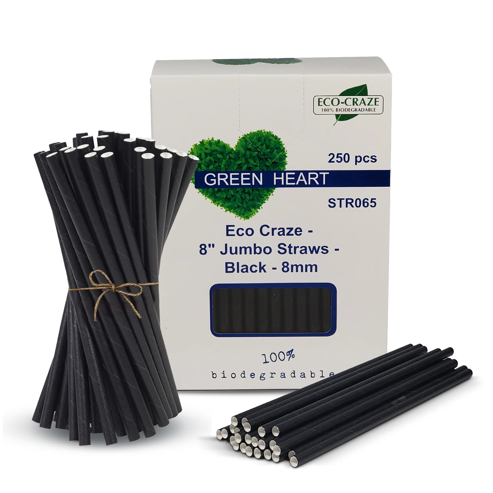 Eco-Craze - 8"- Ind Wrapped - Jumbo Straws - Paper - Black - 8mm - Image 12