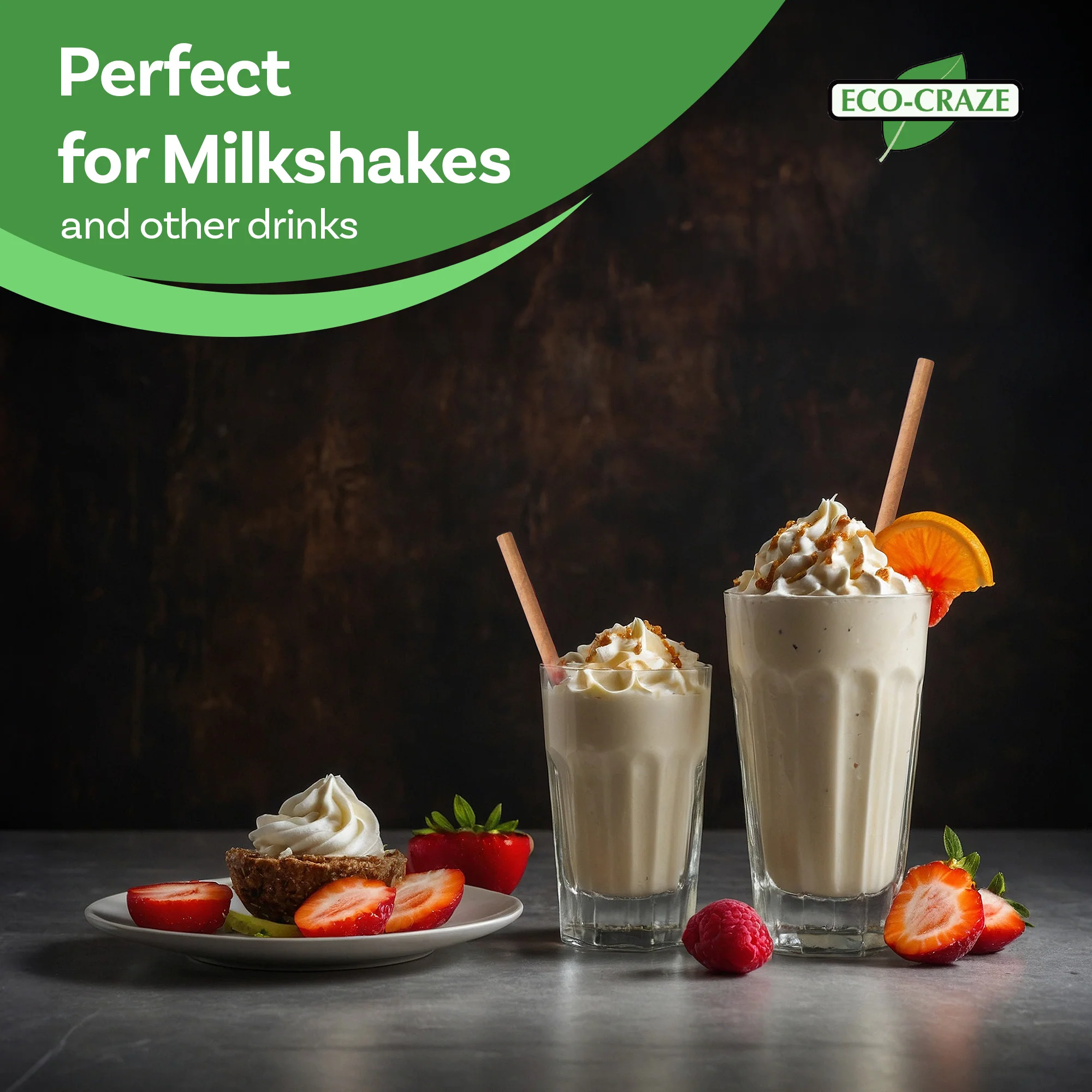 Eco-Craze - 8" Milkshake Straws - Paper - Brown - 6mm - Image 11
