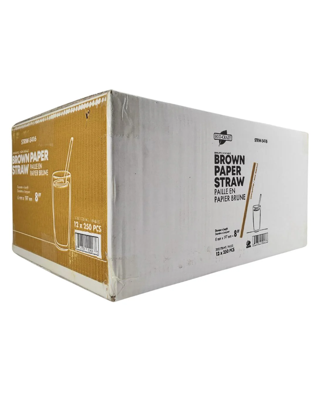 Eco-Craze - 8" Milkshake Straws - Paper - Brown - 6mm - Image 14