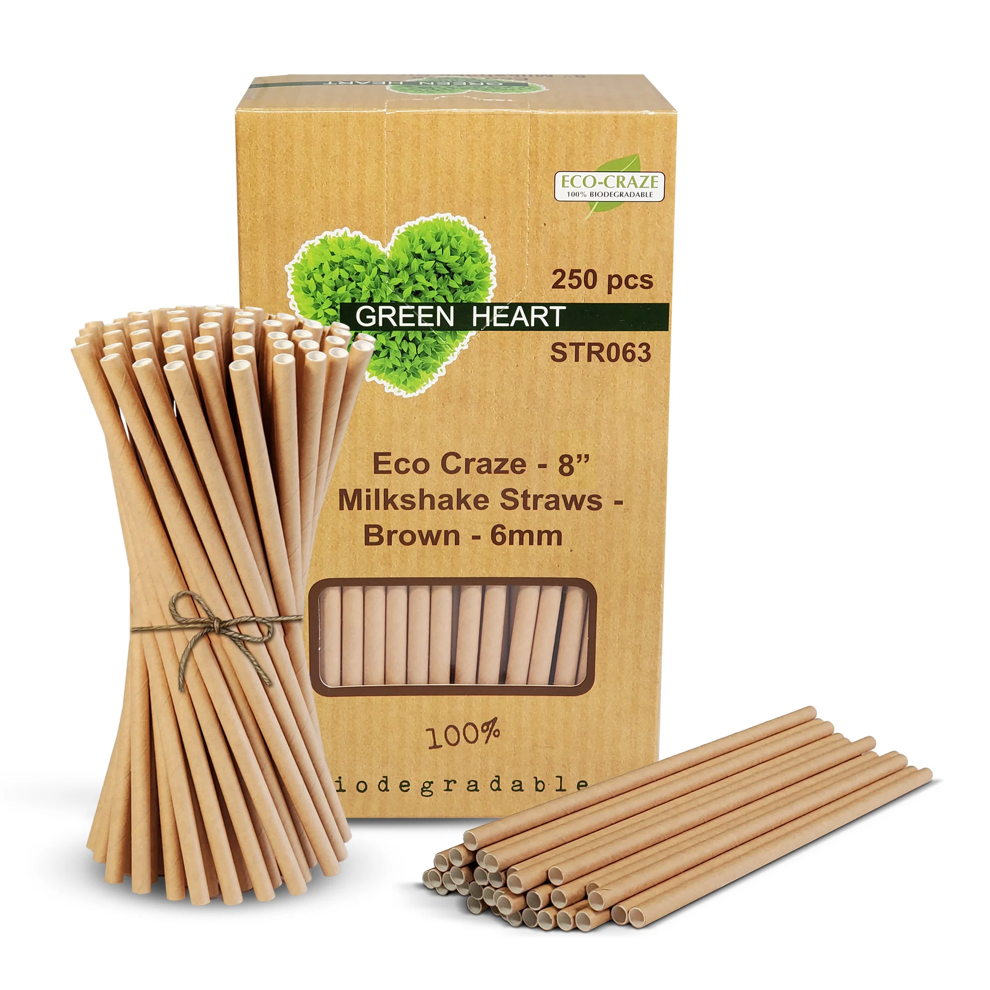 Eco-Craze - 8" Milkshake Straws - Paper - Brown - 6mm - Image 7