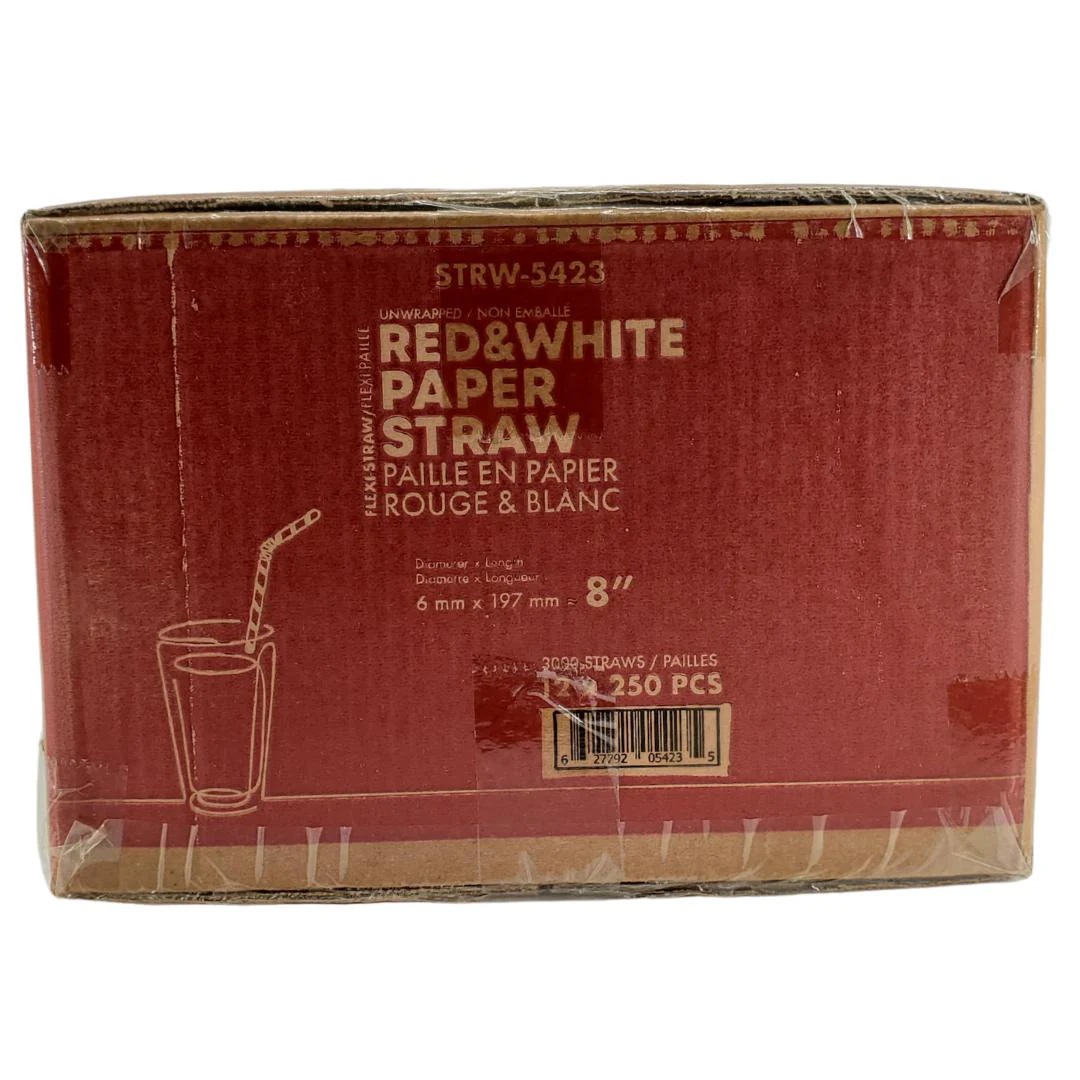 Eco-Craze - 8" Red & White Paper Straw - Flexible - 6 mm - Image 12