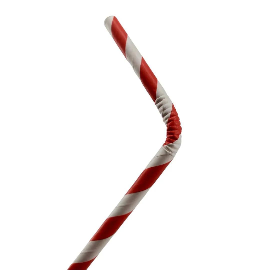 Eco-Craze - 8" Red & White Paper Straw - Flexible - 6 mm - Image 7