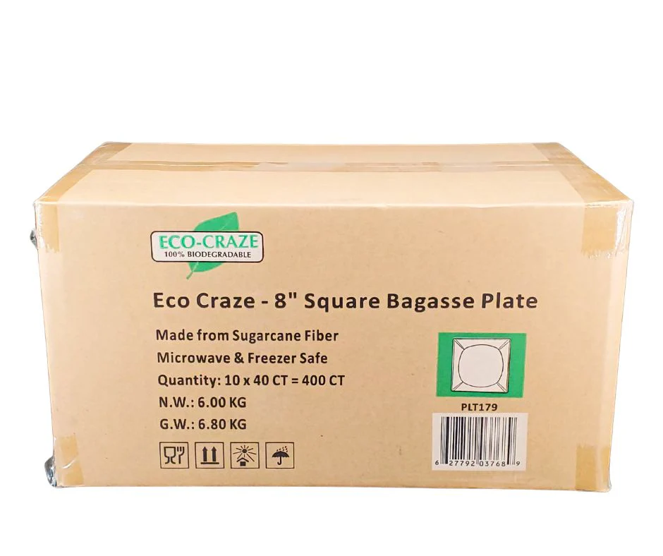 Eco-Craze - 8" Square Bagasse Plate - Retail Pack - Image 10