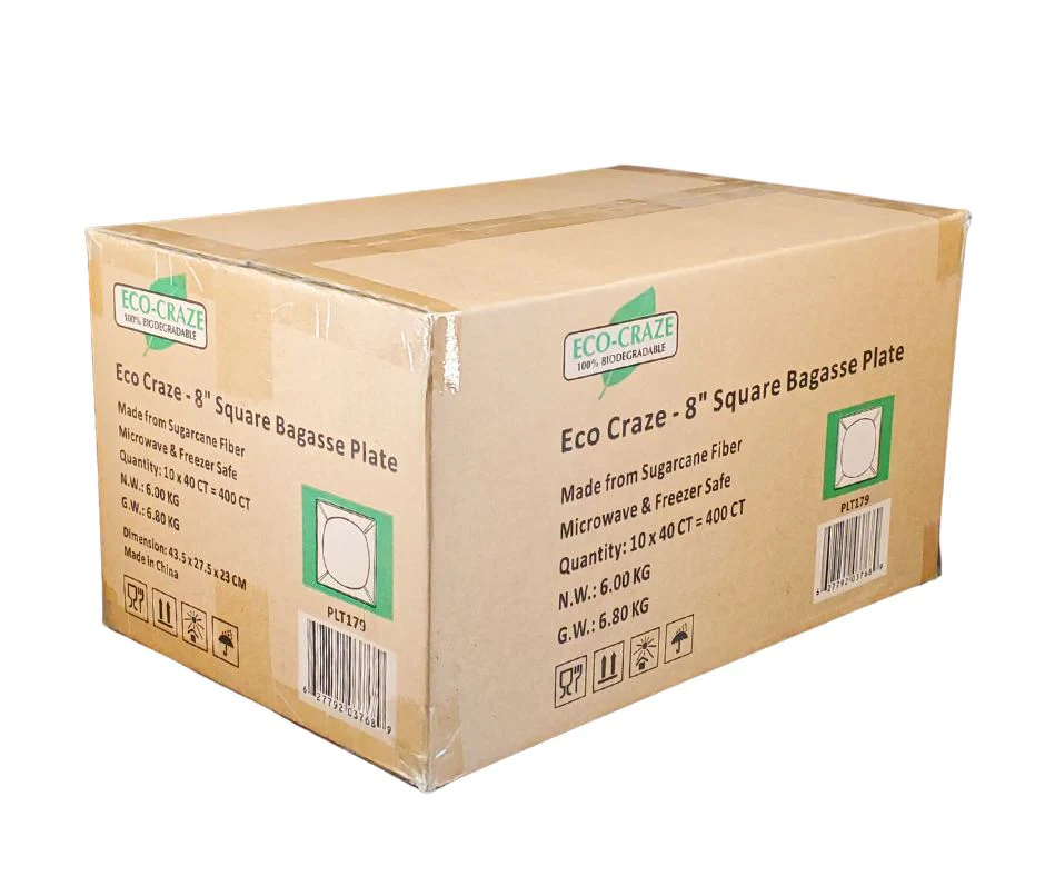 Eco-Craze - 8" Square Bagasse Plate - Retail Pack - Image 8