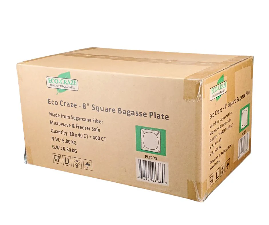 Eco-Craze - 8" Square Bagasse Plate - Retail Pack - Image 9