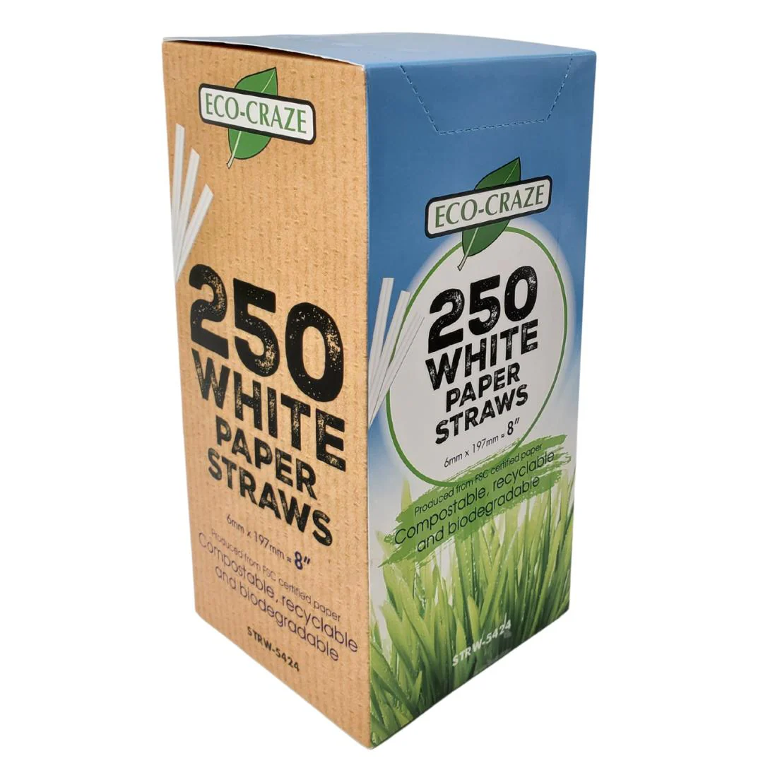 Eco-Craze - 8" White Paper Straw - 6 mm - Image 10