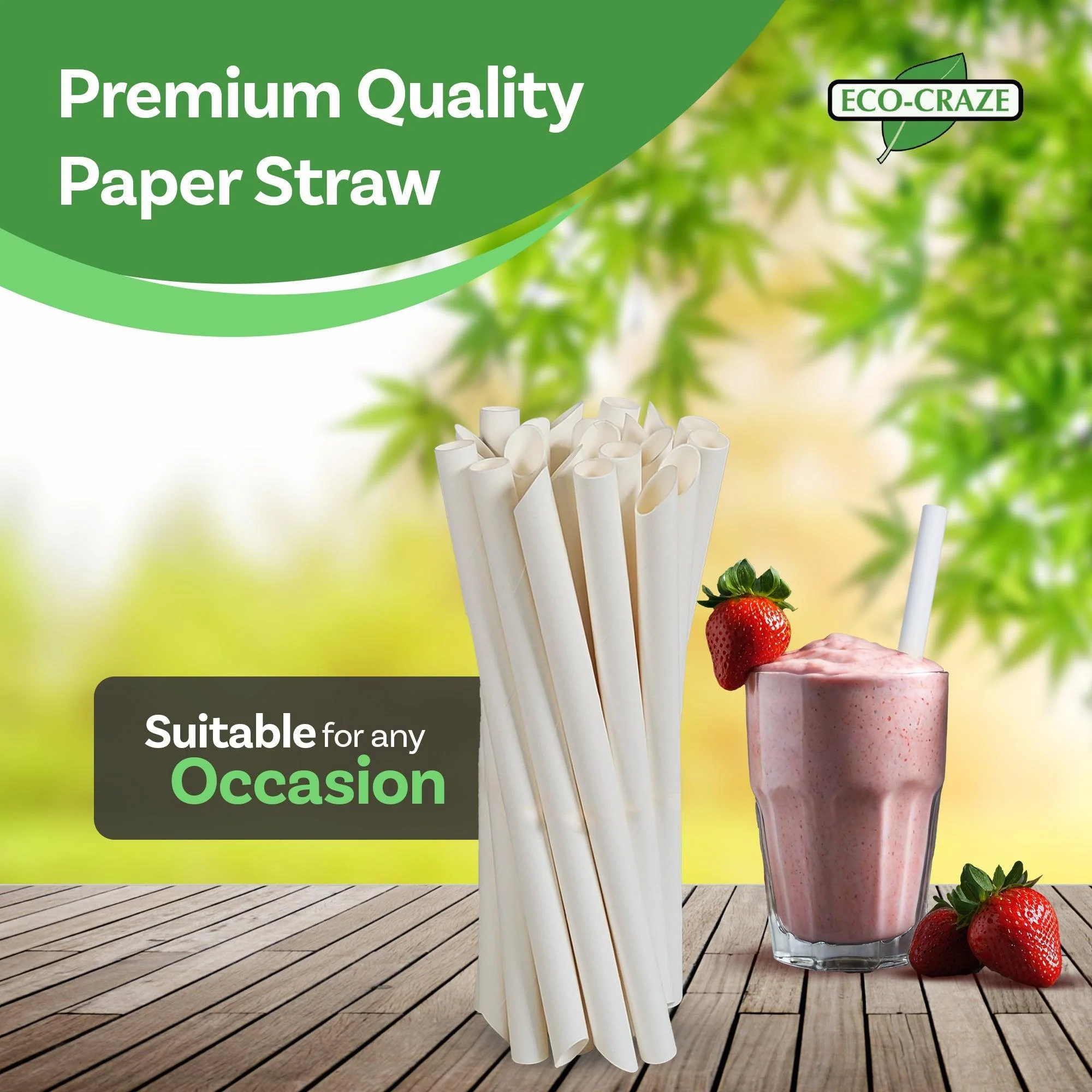 Eco-Craze - 8" White Paper Straw - 6 mm - Image 4