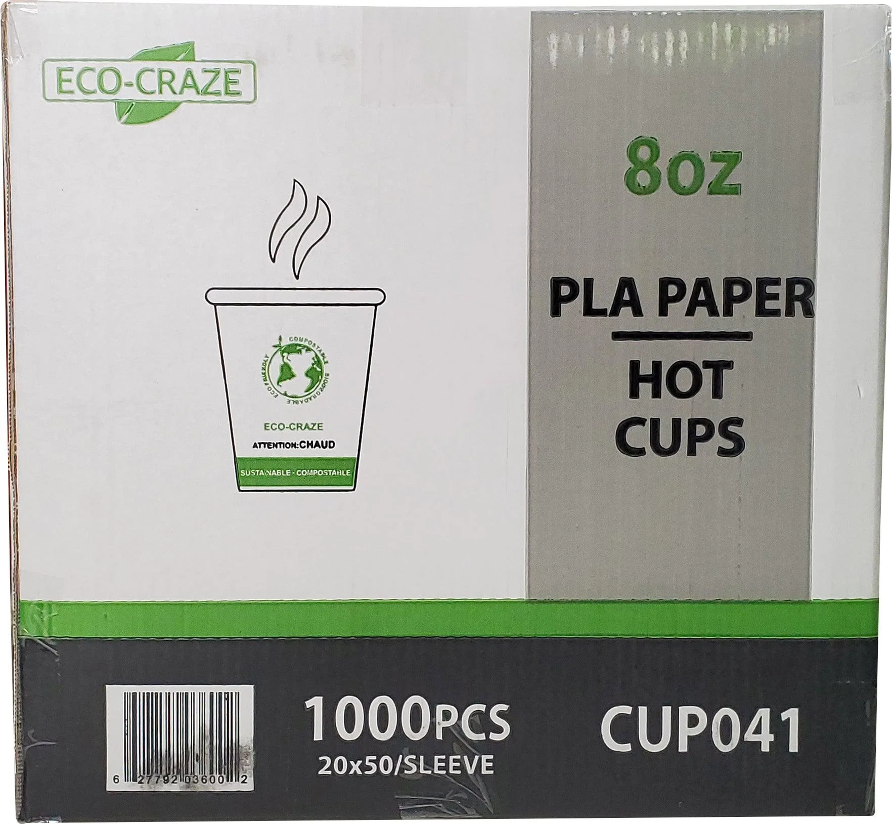 Eco-Craze - 8oz PLA Single Wall Hot Paper Cup - Printed - Image 3