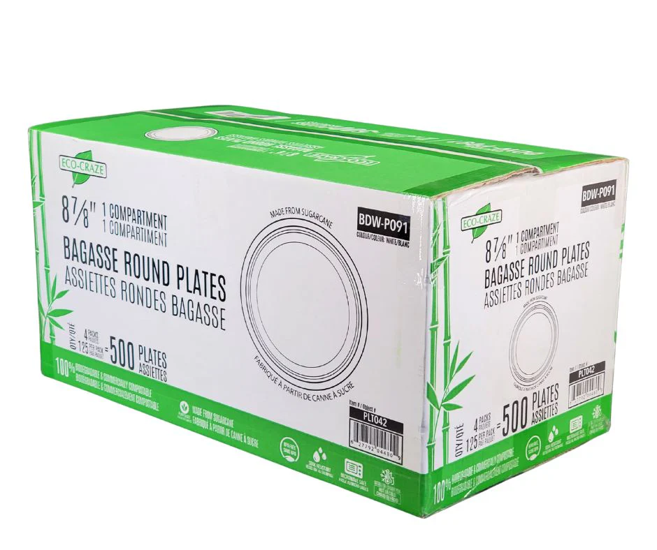 Eco-Craze - 9" Round Bagasse Lunch Plates - Image 3