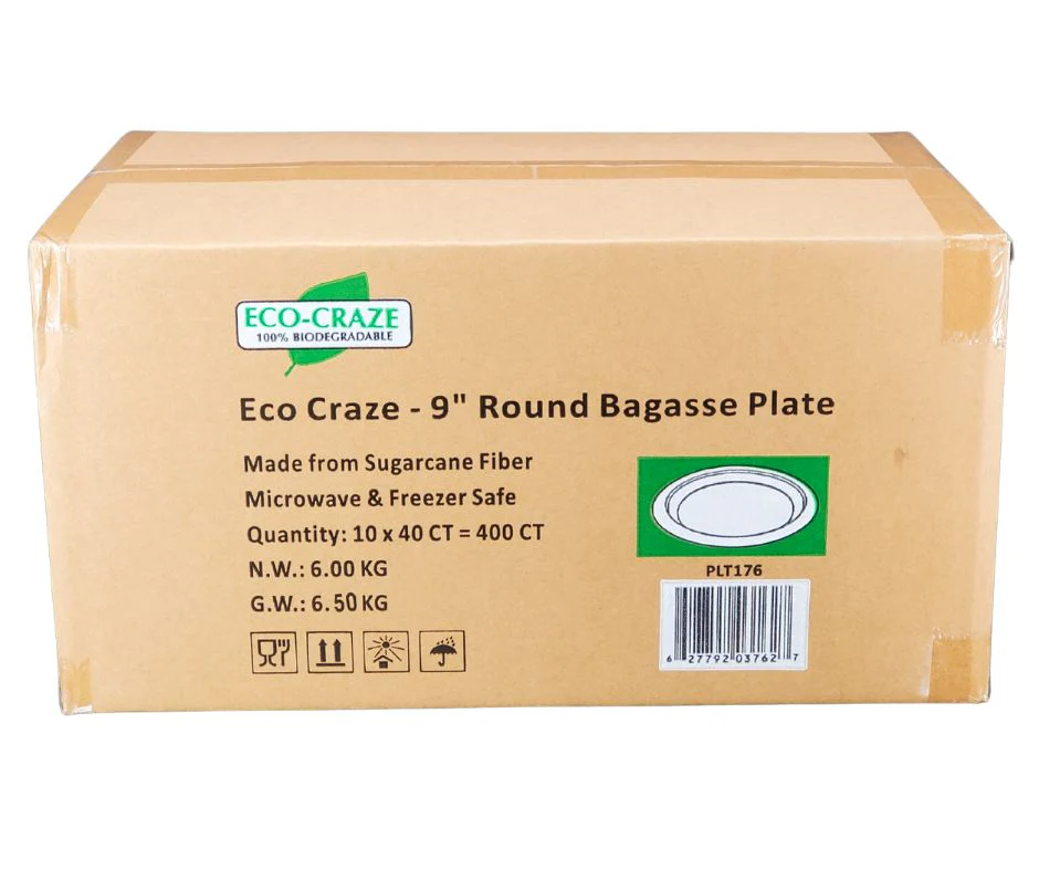 Eco-Craze - 9" Round Bagasse Plate - Retail Pack - Image 6
