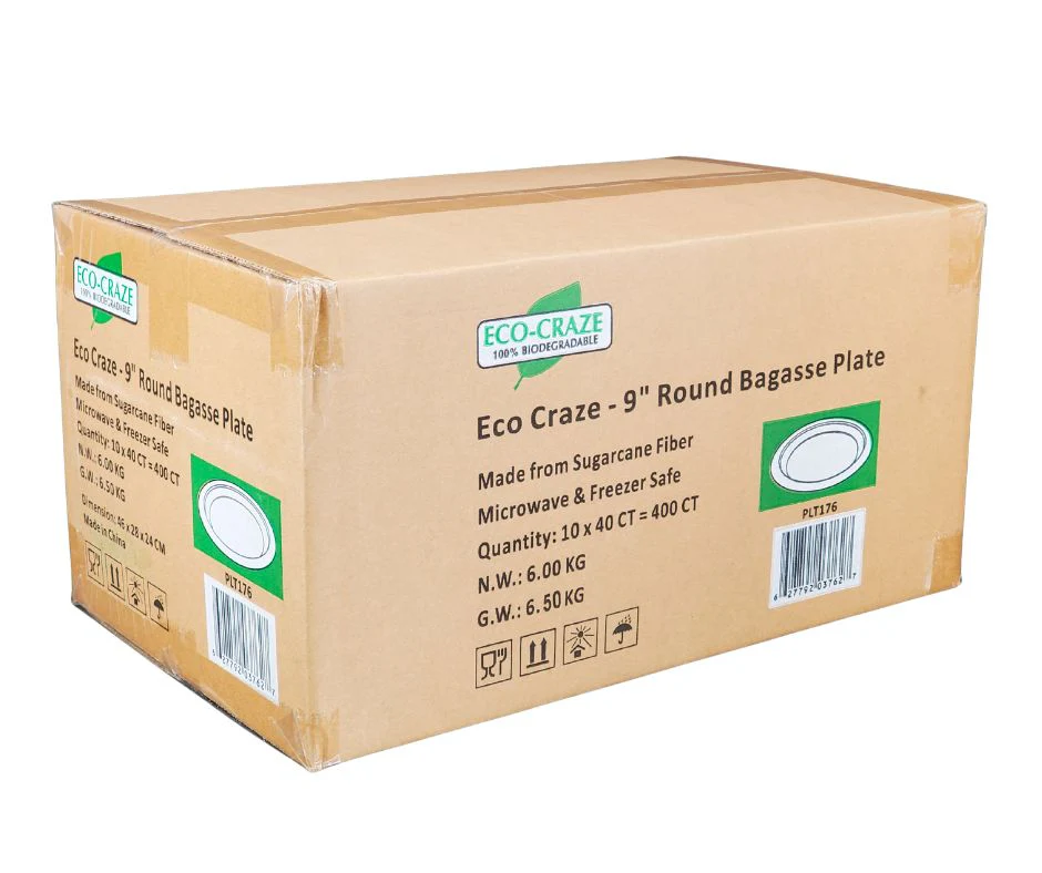 Eco-Craze - 9" Round Bagasse Plate - Retail Pack - Image 7