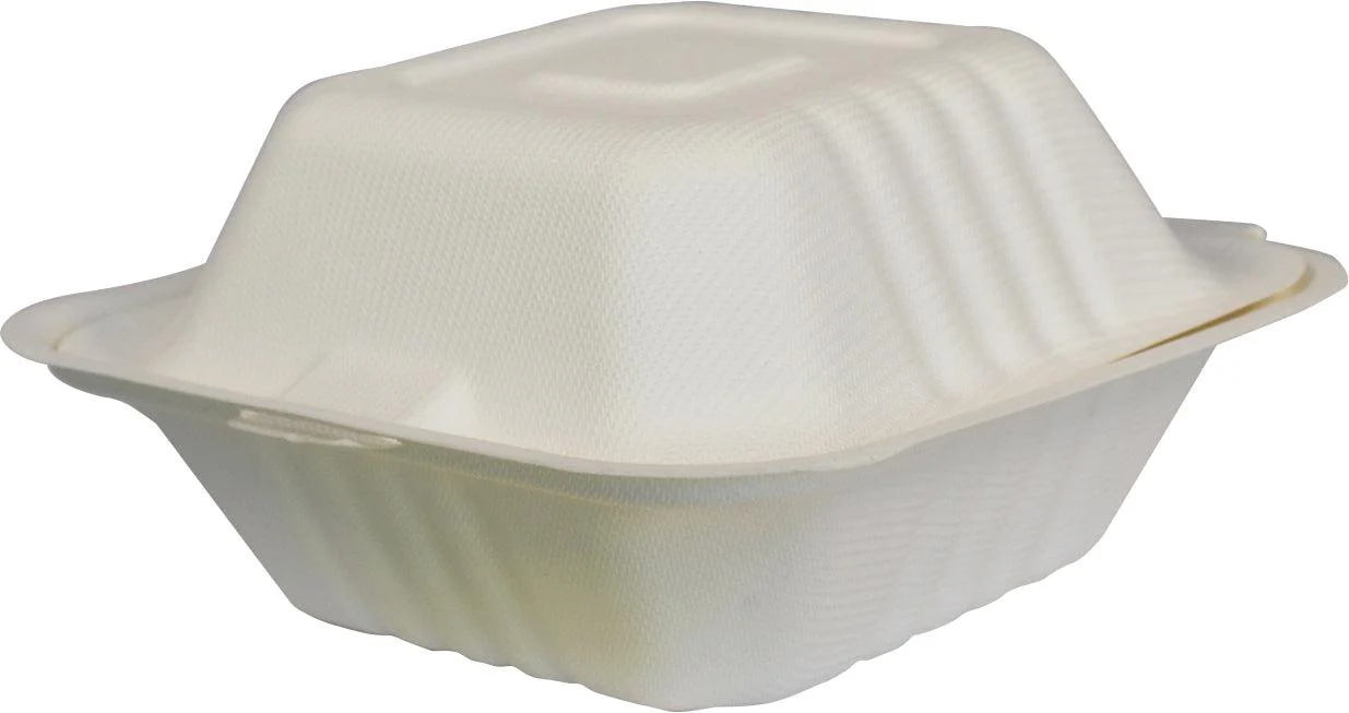 Eco-Craze - 6x6 Bagasse Clamshell Container - Image 4