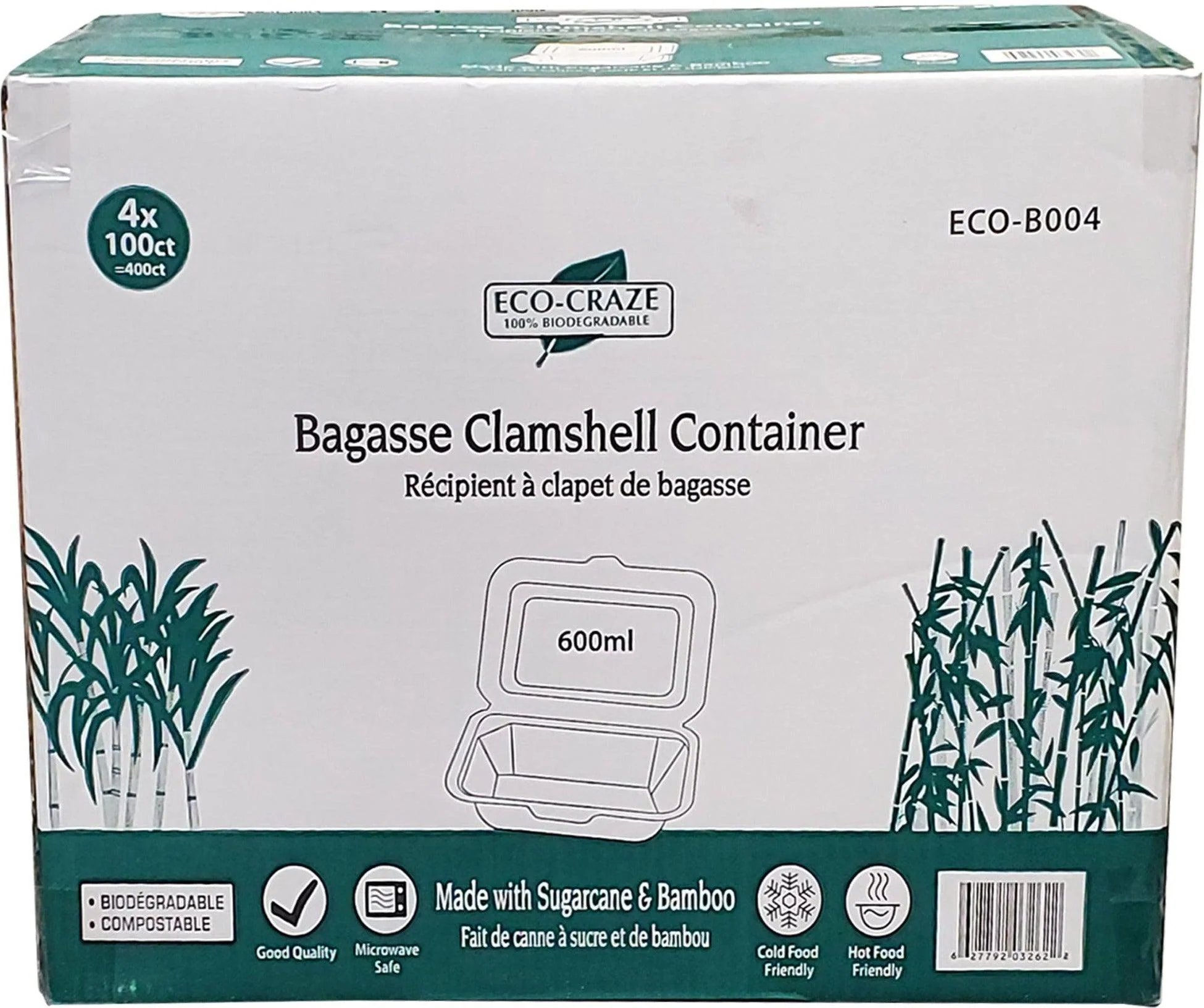 Eco-Craze - Bagasse Clamshell 600ml - Image 3