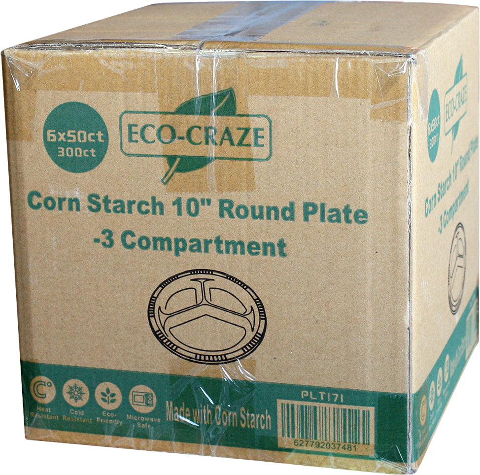 Eco-Craze - Corn Starch 10 Inch Round Plate - 3 Compartment - Image 4
